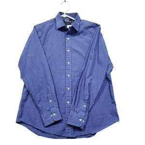 Polo Ralph Lauren Shirt Mens XL Blue Check Regent Custom Fit Long Sleeve  Vtg